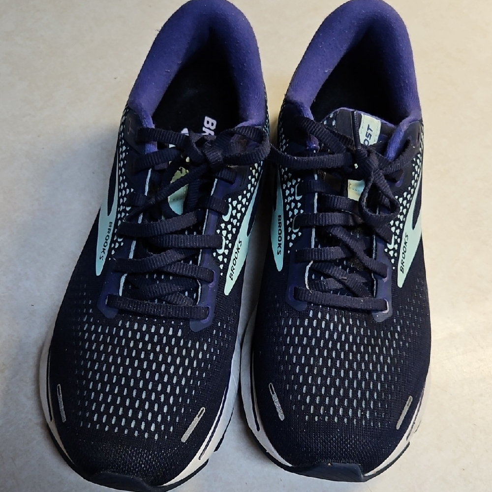 Brooks Ghost 14 Womens Sz 11 Med Blue White Athletic Shoes - Picture 1 of 10